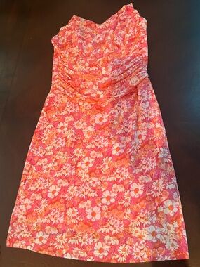 Sky to Moon Strapless Floral Sundress in Pink and Orange size Medium